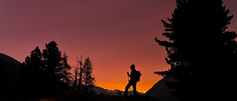 Pictures from Sportalm Silhouette of a hiker at sunset in the mountains