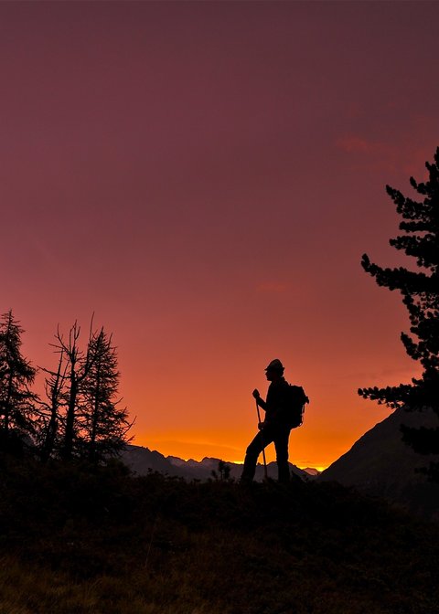 Pictures from Sportalm Silhouette of a hiker at sunset in the mountains
