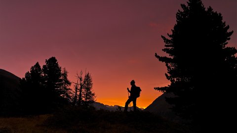 Pictures from Sportalm Silhouette of a hiker at sunset in the mountains