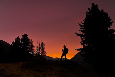 Pictures from Sportalm Silhouette of a hiker at sunset in the mountains