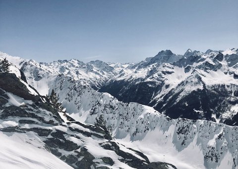 Pictures from Sportalm Snow-covered mountains under a clear blue sky