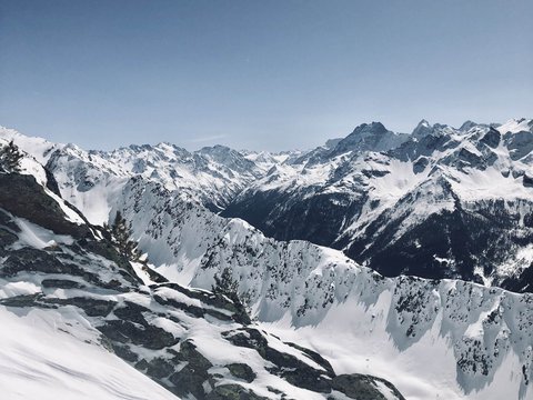 Pictures from Sportalm Snow-covered mountains under a clear blue sky